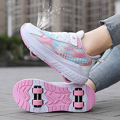 Роликові кросівки QuadraLux Pink на 4 колесах, занурення у швидкісний екстрим, рожеві (RKL-06)