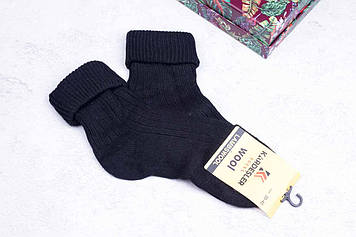 Шкарпетки жіночі з відворотом, вовняні, лама, зимові шкарпетки, чорні