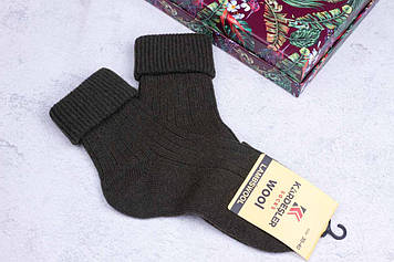 Шкарпетки жіночі з відворотом, вовняні, лама, зимові шкарпетки, хакі