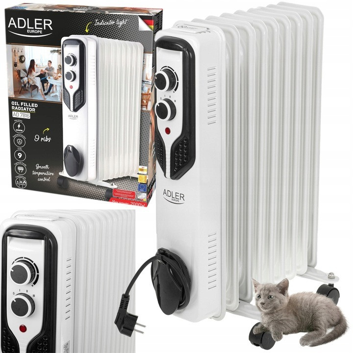 Оливний радіатор, нагрівач Adler AD 7816 (2000 Вт, 9 ребер, Польща), фото 1