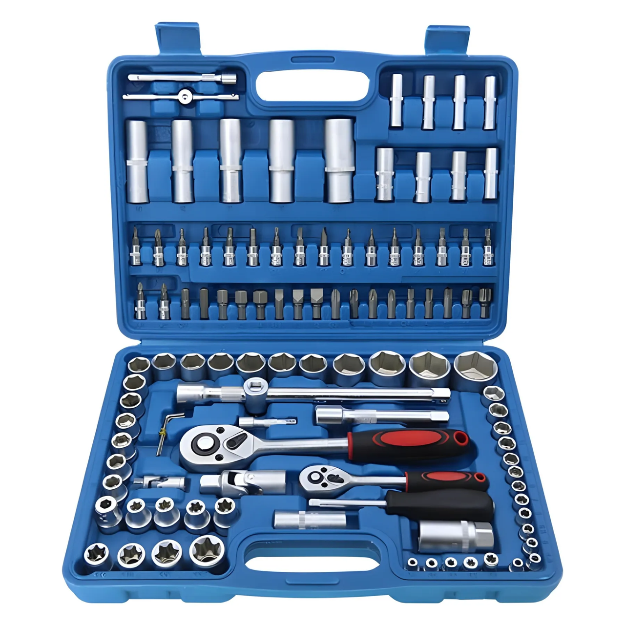 Набір тріщоток з головками для автомобіля 108 предметів в кейсі з розболтовкою, фото 1