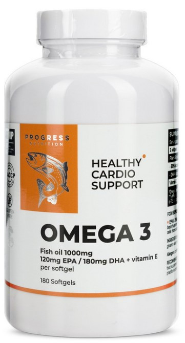 Жирні кислоти Progress Nutrition Omega 3 + Vitamin E 180 капсул
