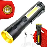 💚Ліхтар потужний ручний акумуляторний тактичний BL-C65 P50 + COB бічна підсвітка, фото 3