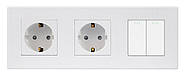 Вимикач (2кл.) + Розетка (2 шт.) 1DAL | Білий (P228-SW2G-STX2.WT), фото 2