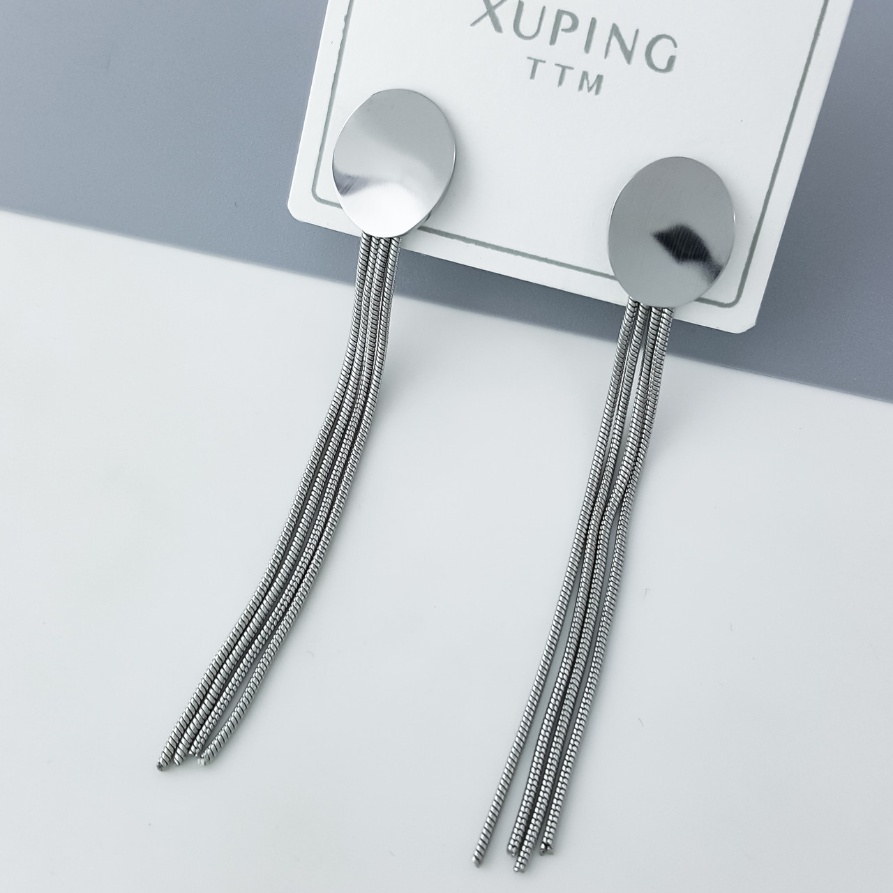 Сережки гвоздики "Водоспади" без каміння, медичне золото Xuping, stainless steel, родій