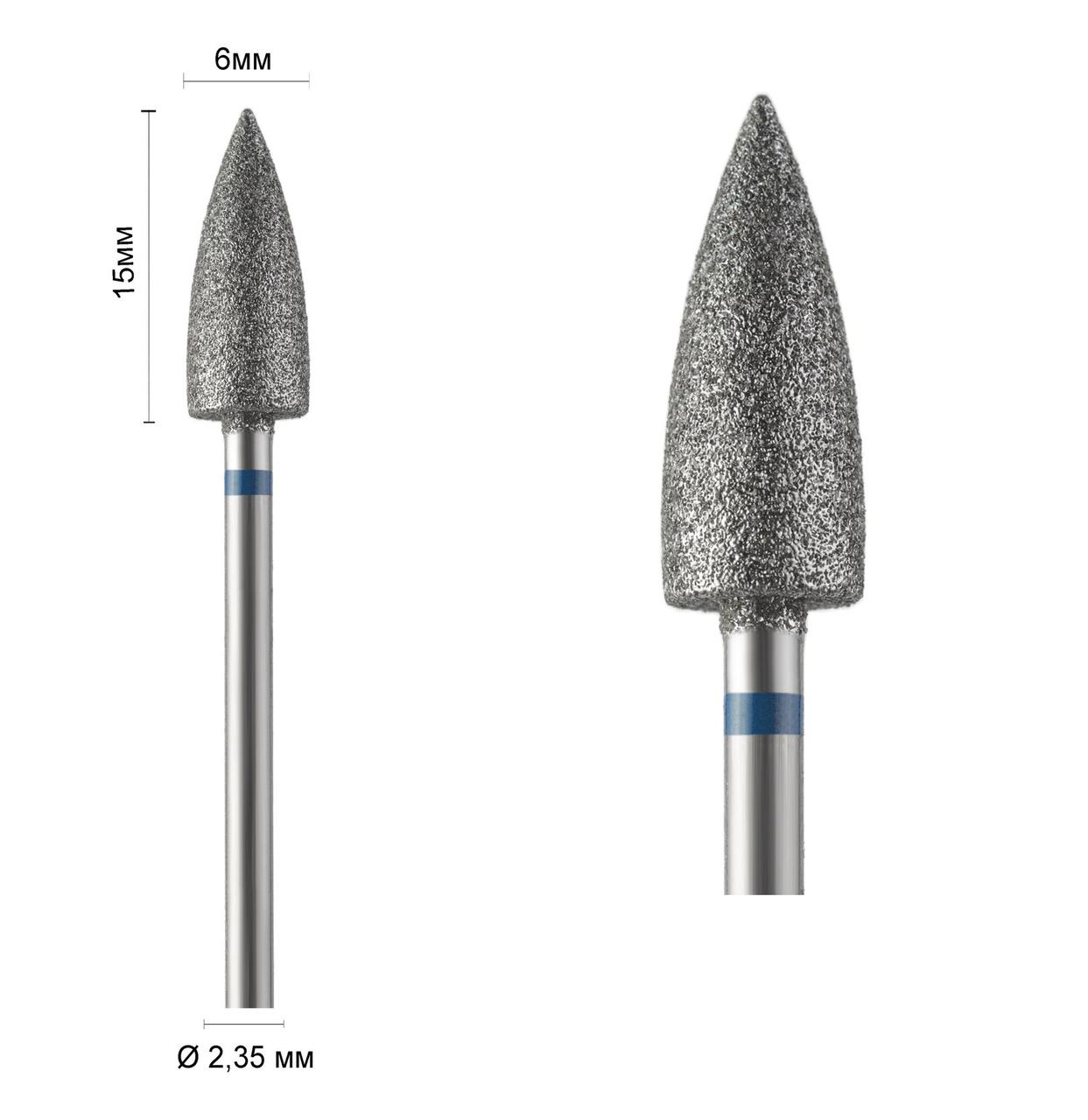 Фреза алмазна Ø 6 мм 194 конус великий, синя насічка 524-060 DLX, фото 1