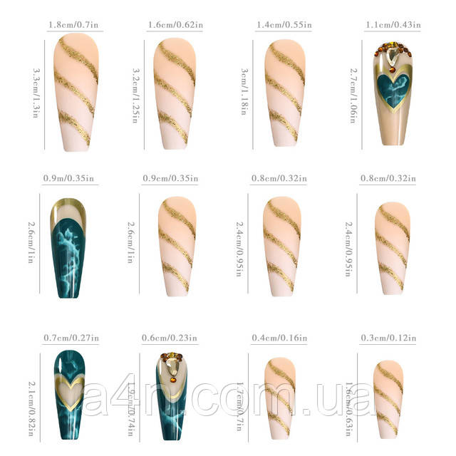 Накладные ногти - Интернет-магазин A4N Размеры накладных ногтей