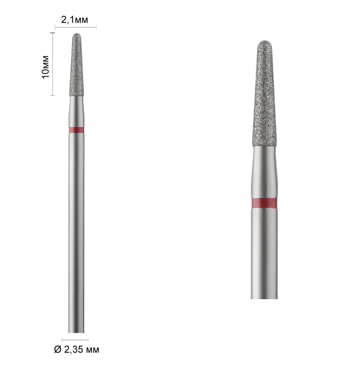 Фреза алмазна Ø 2.1 мм 198 конус закруглений, червона насічка 514-021 DLX, фото 1