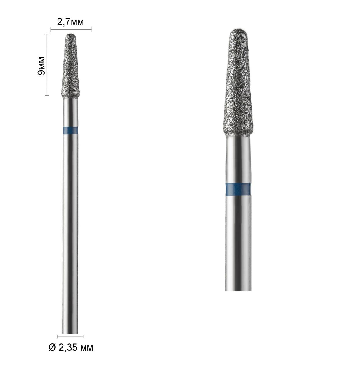Алмазна фреза Ø 2.7 мм 198 конус закруглений, синя насічка 524-027 DLX, фото 1