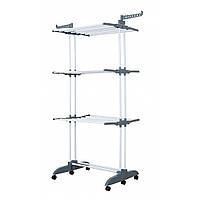 Багатоярусна вертикальна сушарка для одягу сіра B88, компактна з регульованими полицями, для дому антикорозійна