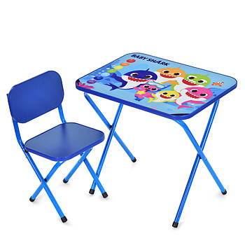 Столик зі стільцем Bambi дитячий складний M 5960-4 Baby Shark Синій
