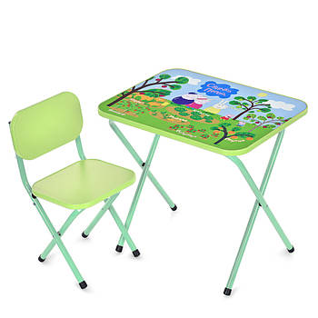 Столик зі стільцем Bambi дитячий складний M 5963-5 Свинка Пеппа Зелений