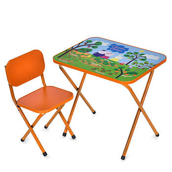 Столик зі стільцем Bambi дитячий складний M 5963-7 Свинка Пеппа Помаранчевий