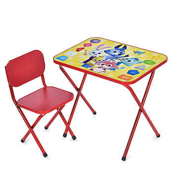 Столик зі стільцем Bambi дитячий складний M 5964-3 Звірята Червоний