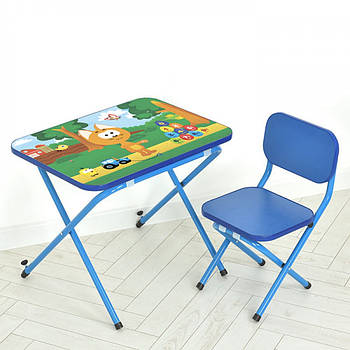 Столик зі стільцем Bambi дитячий складний M 5968-4 Котик Синій