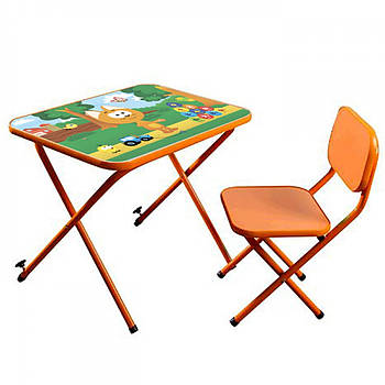 Столик зі стільцем Bambi дитячий складний M 5968-7 Котик Помаранчевий