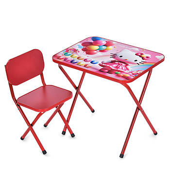 Столик зі стільцем Bambi дитячий складний M 5969-3 Hello Kitty Червоний