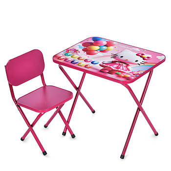 Столик зі стільцем Bambi дитячий складний M 5969-8 Hello Kitty Рожевий