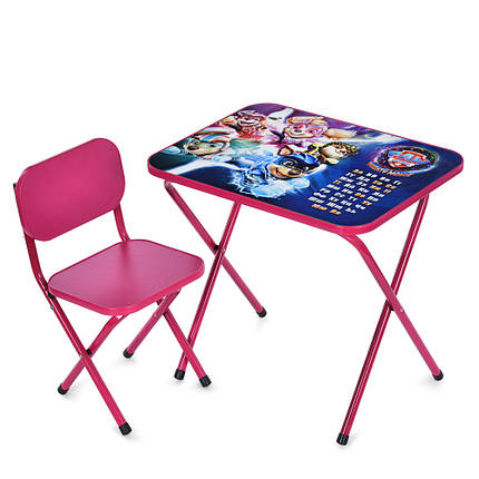 Столик зі стільцем Bambi дитячий складний M 5961-8 Щенячий патруль Рожевий, фото 1