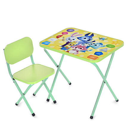 Столик зі стільцем Bambi дитячий складний M 5964-5 Звірята Зелений, фото 1