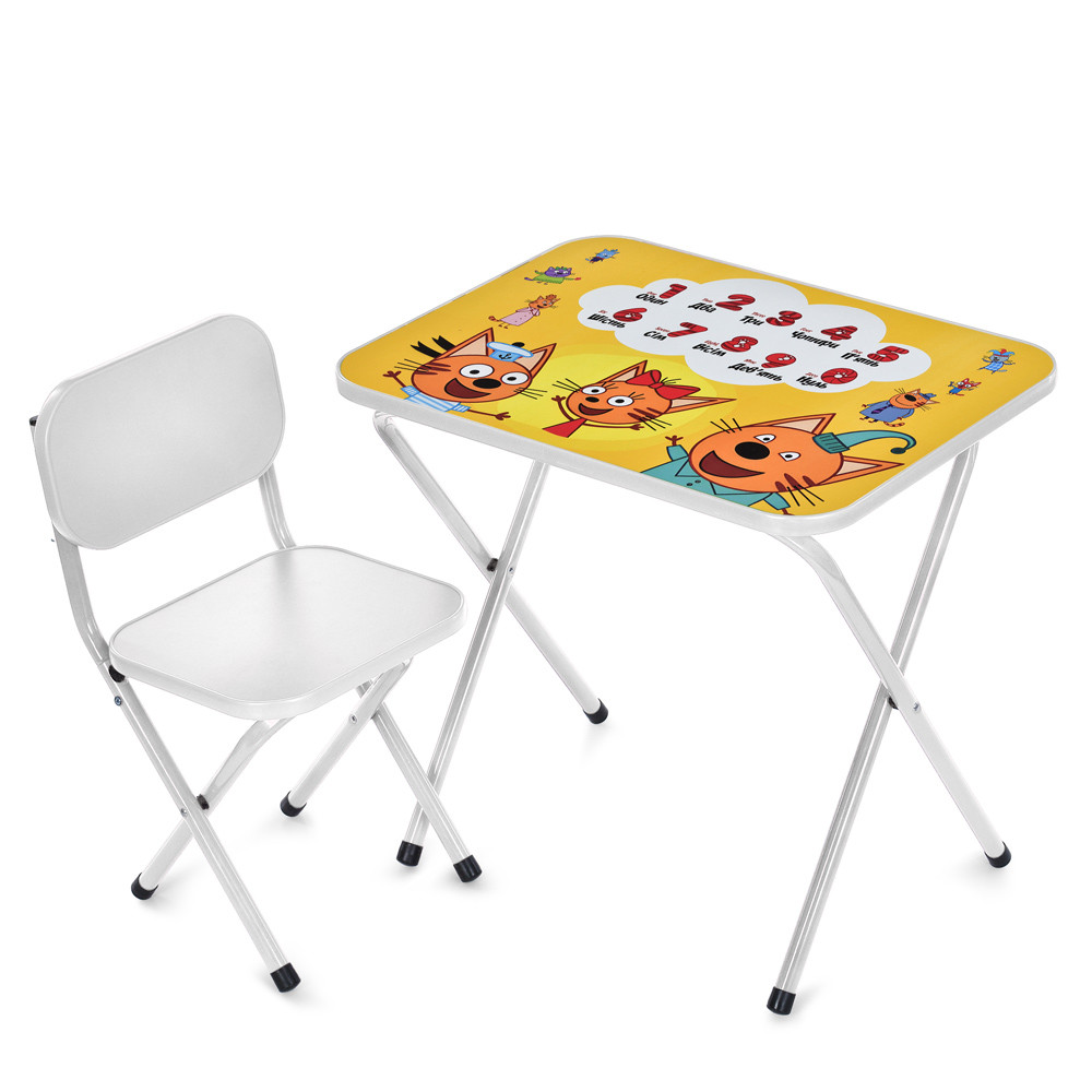 Столик зі стільцем Bambi дитячий складний M 5965-1 Кошенята Білий