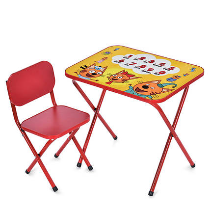 Столик зі стільцем Bambi дитячий складний M 5965-3 Кошенята Червоний, фото 1