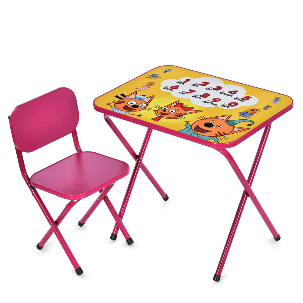 Столик зі стільцем Bambi дитячий складний M 5965-8 Кошенята Рожевий