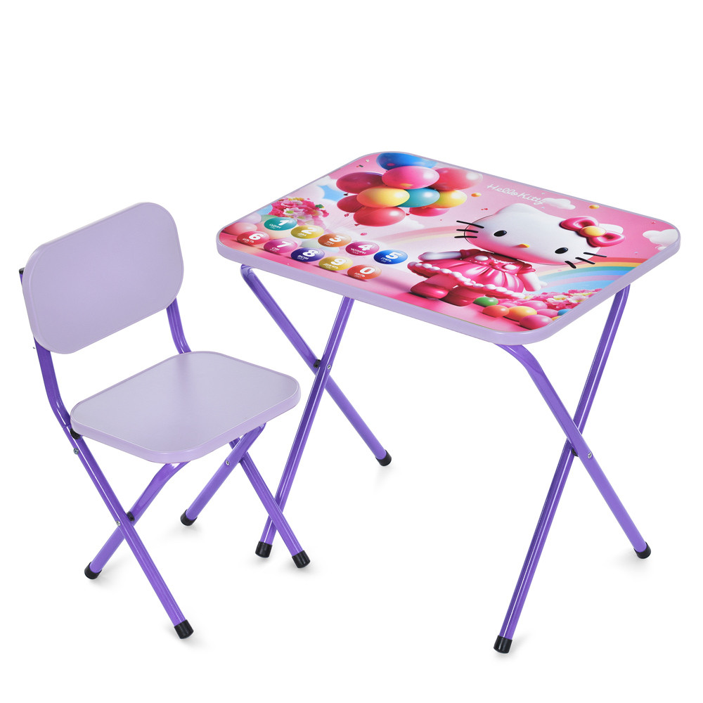 Столик зі стільцем Bambi дитячий складний M 5969-9 Hello Kitty Фіолетовий
