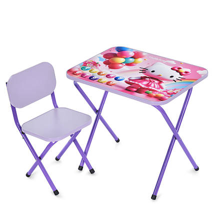 Столик зі стільцем Bambi дитячий складний M 5969-9 Hello Kitty Фіолетовий, фото 1