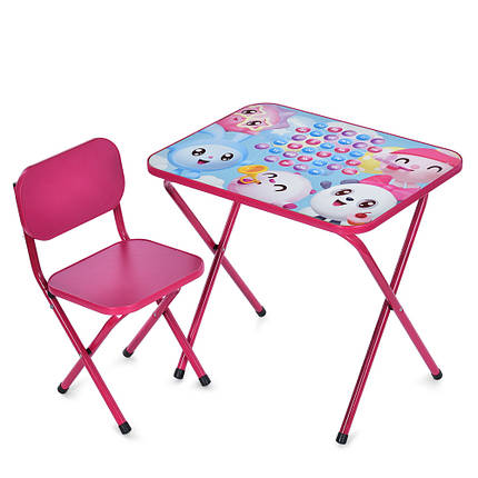 Столик зі стільцем Bambi дитячий складний M 5971-8 Малюки Рожевий, фото 1