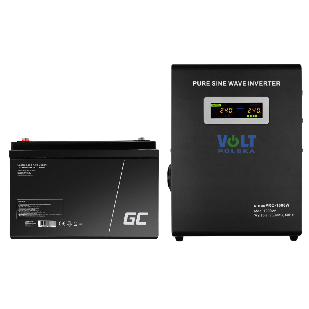 Комплект аварійного живлення Volt Polska SINUS PRO 800 WVolt Polska SINUS PRO 800 W 12/230V 500/800W + Акумулятор Green Cell AGM
