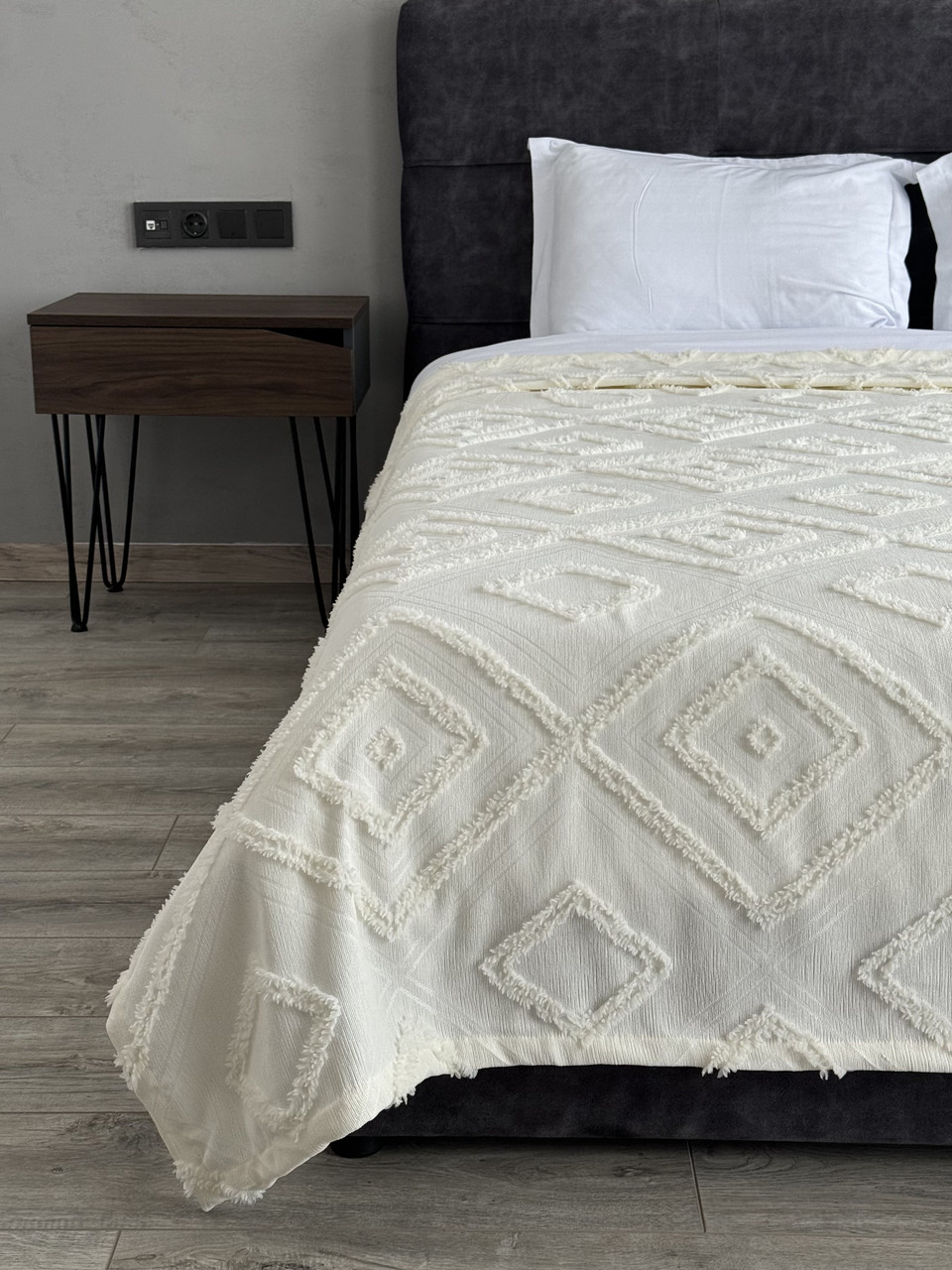 Покривало "Олаф", 100% cotton, молочний колір (Розміри і кольори в асортименті)