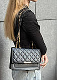 Жіноча чорна класична сумка 1613 стьобана крос-боді через плече, фото 7