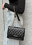 Жіноча чорна класична сумка 1613 стьобана крос-боді через плече, фото 8