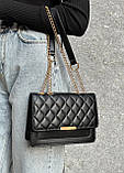 Жіноча чорна класична сумка 1613 стьобана крос-боді через плече, фото 9
