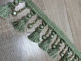 Бахрома зелена зі склярусом і китицями 11 см, фото 3