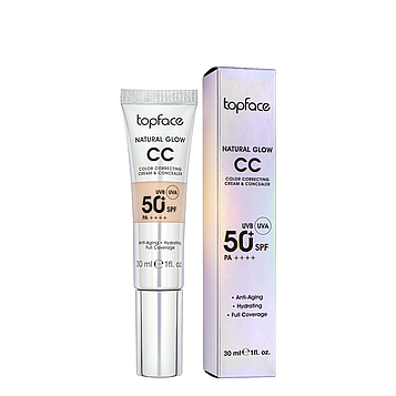 Тональний СС крем topface Natural Glow CC Cream & Concealer SPF50 PT472 30 мл 001 Cool Beige/Холодний бежевий