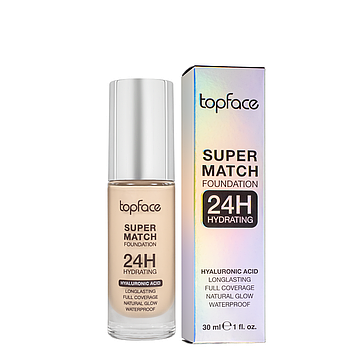 Тональний крем topface Super Match 24H Foundation водостійкий PT475 , 001 Ivory Nude/Слонова кістка