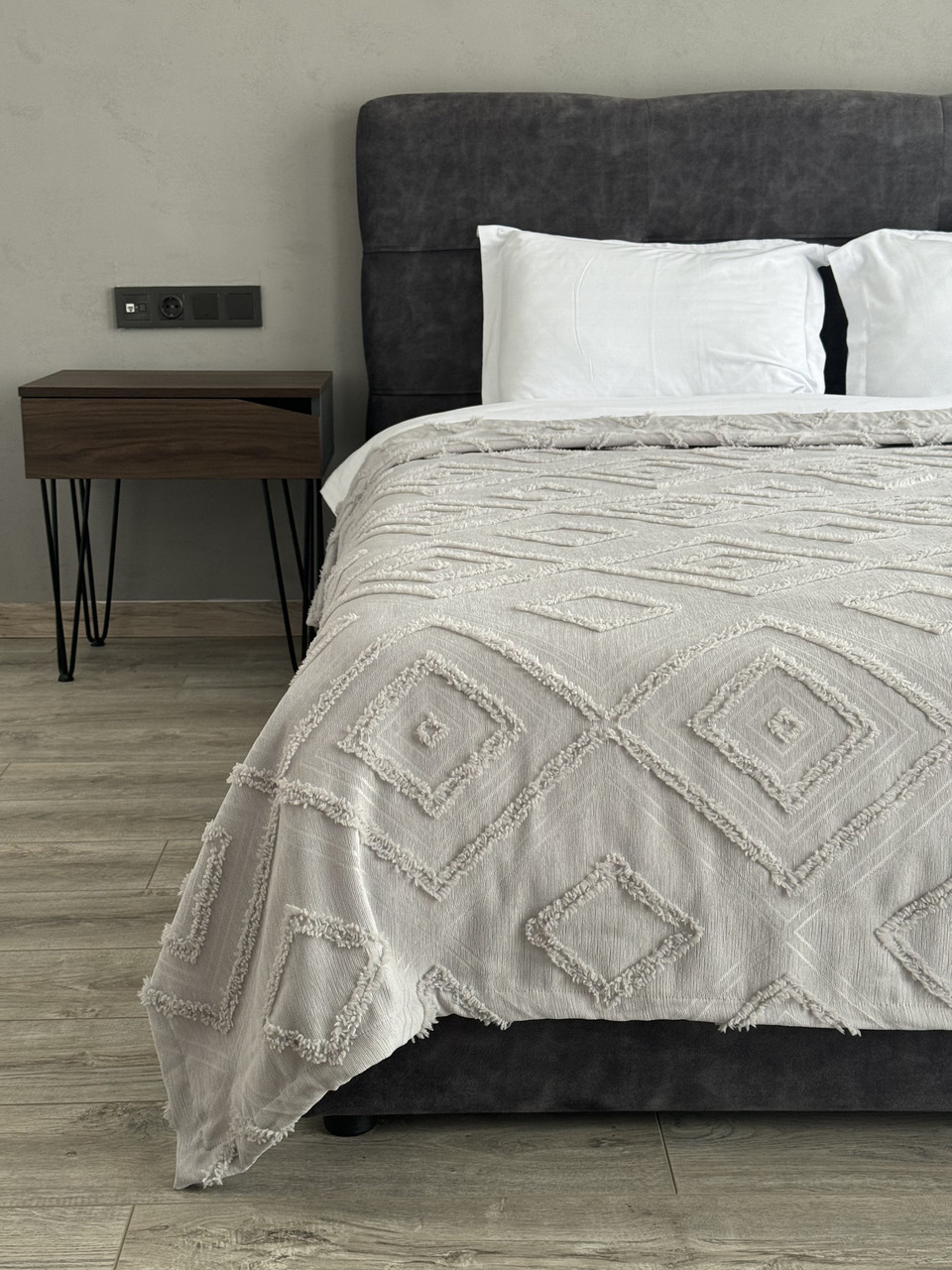 Покривало "Олаф", 100% cotton, сірий колір (Розміри і кольори в асортименті)