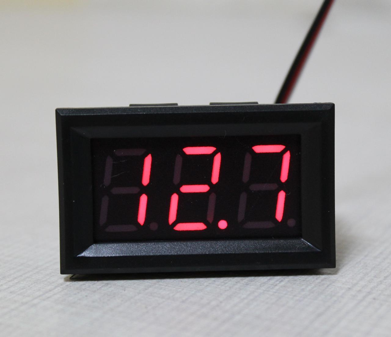 Вольтметр постійного струму LED 0,56" 0 - 30.0 В захист від переполюсування червоний
