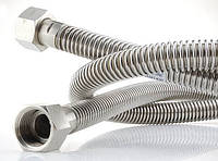 Гофрована підводка нержавіюча сталь DN12 1/2x1/2 ГГ/ГШ 20 см, шланг неіржавкий для води