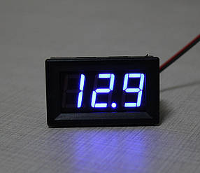 Вольтметр постійного струму LED 0,56" один канал вимірювання 4.5 - 30.0 В захист переполюсування синій