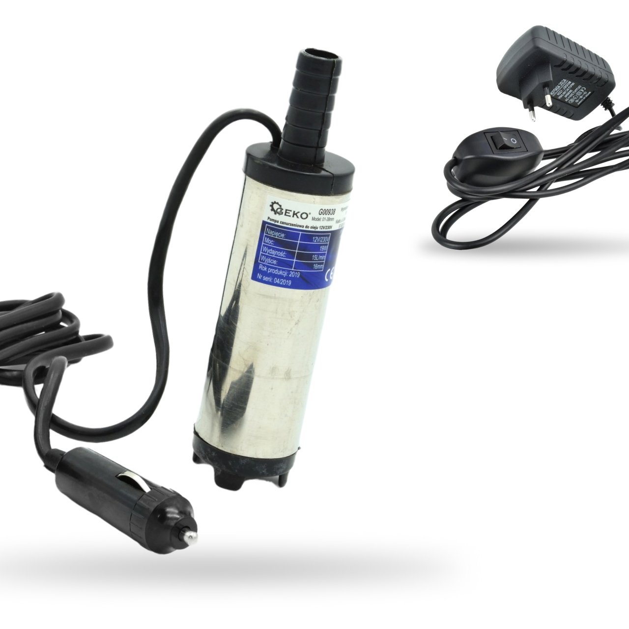 Заглибний насос для перекачування палива Geko 12V/230V 38 мм (дизель і бензин)