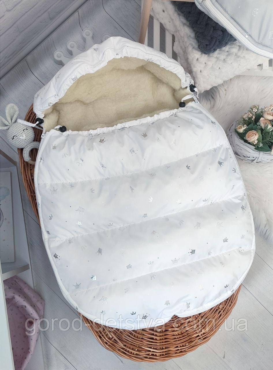 Зимовий конверт-чохол на овчині в коляску чохол в люльку конверт на виписку, фото 1