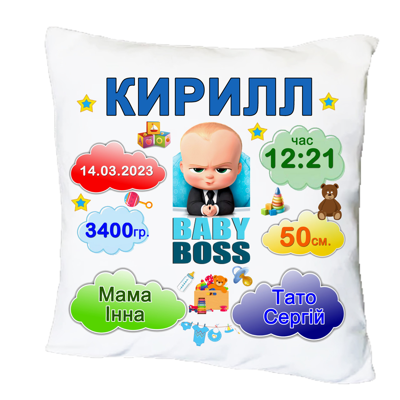 Подушка з принтом "Baby Boss" (20465)