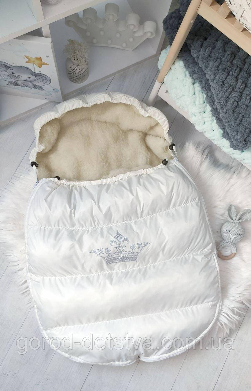 Зимовий конверт-чохол на овчині в коляску чохол в люльку конверт на виписку, фото 1
