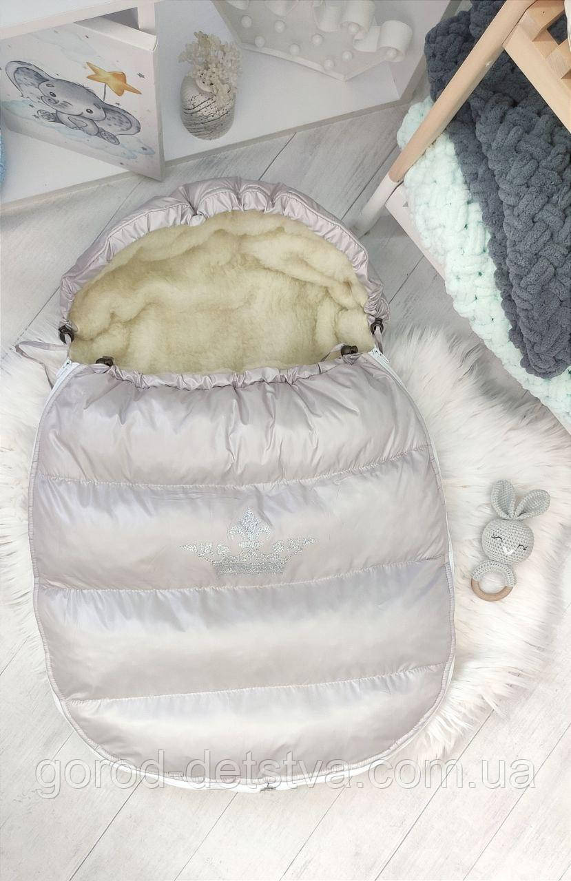 Зимовий конверт-чохол на овчині в коляску чохол в люльку конверт на виписку, фото 1