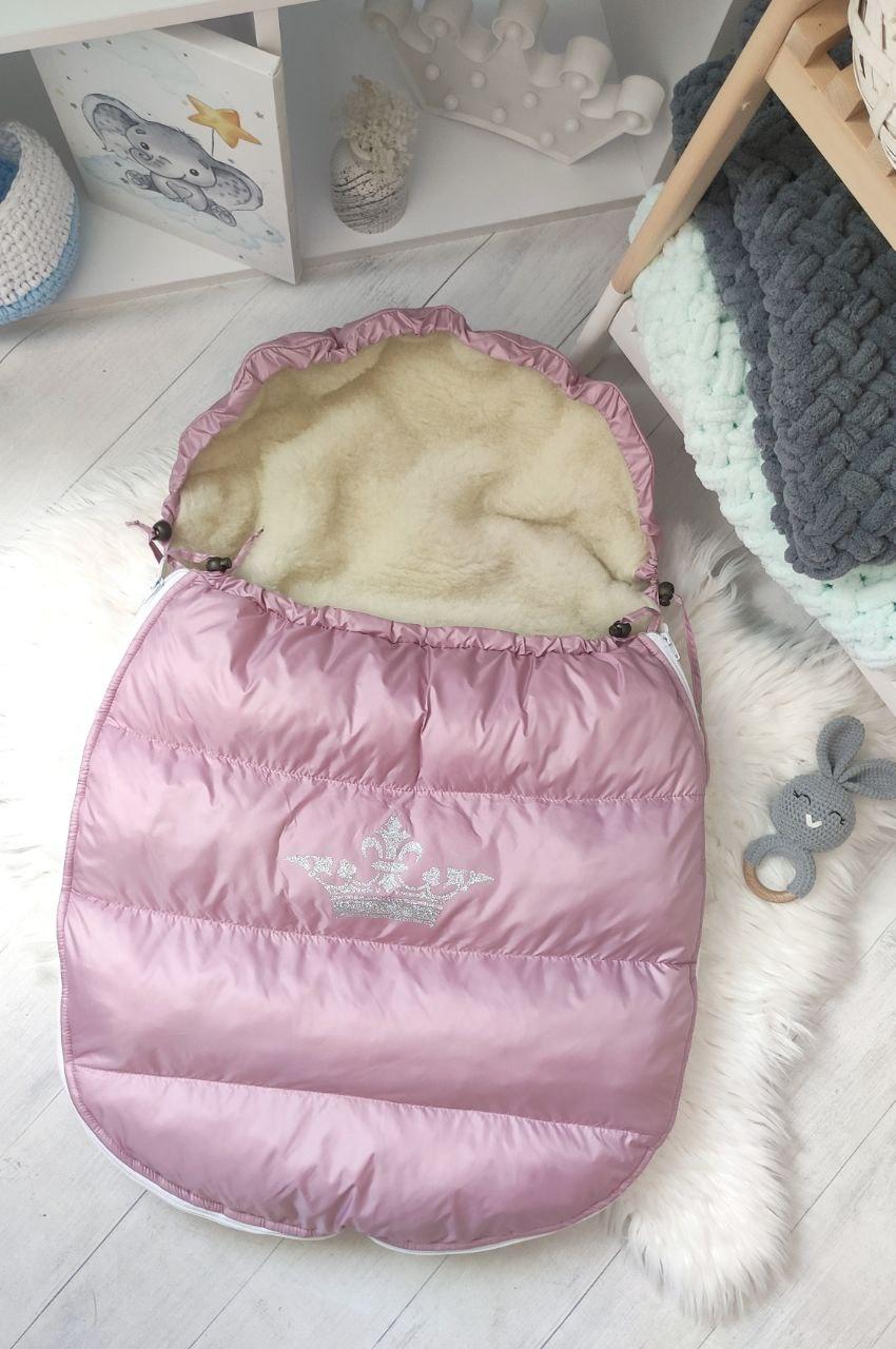 Зимовий конверт-чохол на овчині в коляску чохол на люльку конверт на санки спальник в коляску