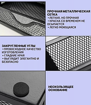 Органайзер підставка настільний для канцтоварів косметики Сітка метал чорний 12*12*20 см, фото 5