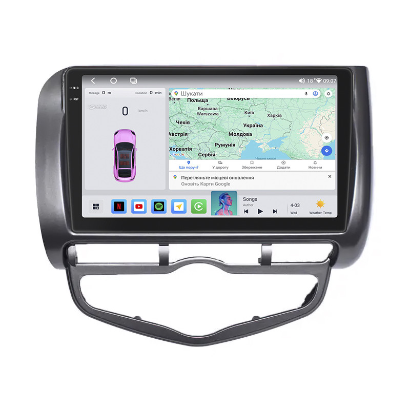 Магнітола Lesko для Honda Jazz I Рестайлінг Auto AC 2005-2008г 9" 4/64 QLED CarPlay 4G Wi-Fi GPS 360 Prime